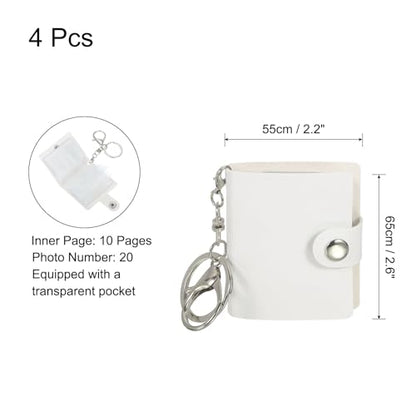 uxcell Mini Photo Keychain DIY Small Memory Key Ring Picture Book for Family - color: White