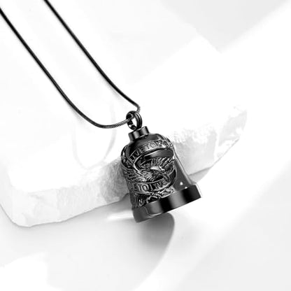 Eagle Love Cremation Keychain Bell Urn Necklaces for Ashes Keepsake Ash Pendant Memorial Urn Keychain Jewelry - color: A-black