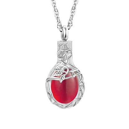 Gredstar Tree of Life Urn Necklace for Ashes, Birthstone Memorial Pendant | Teardrop Design, Love Symbol Detail, 12 Birthstone Colors, Stainless Steel, Ashes Holder, Funnel Kit Included - color: July