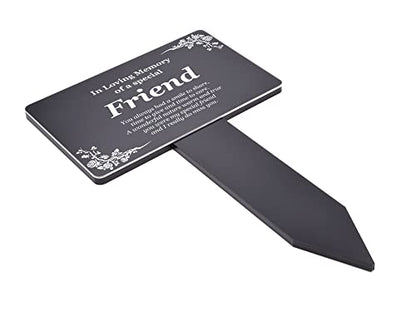 Friend Memorial Remembrance Plaque Stake - Black, Waterproof, Outdoor, Grave Marker, Tribute, Plant Marker (Black)