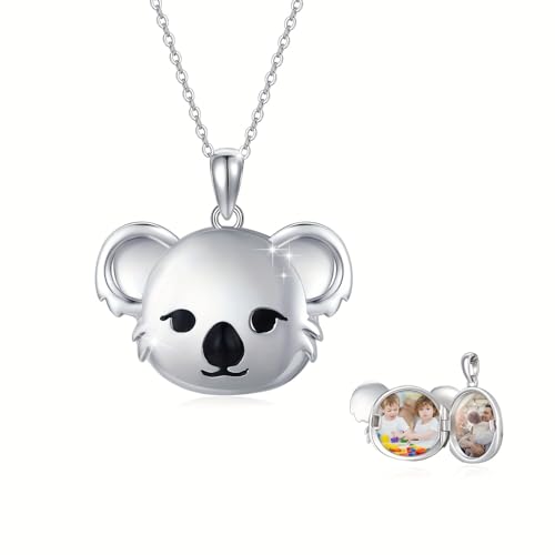 CUOKA MIRACLE Sterling Silver Animals Locket Necklace for Women Keepsake | That Holds Picture Personalized Customize Photo Locket Gift for Mom Grandma - style: 11-Koala