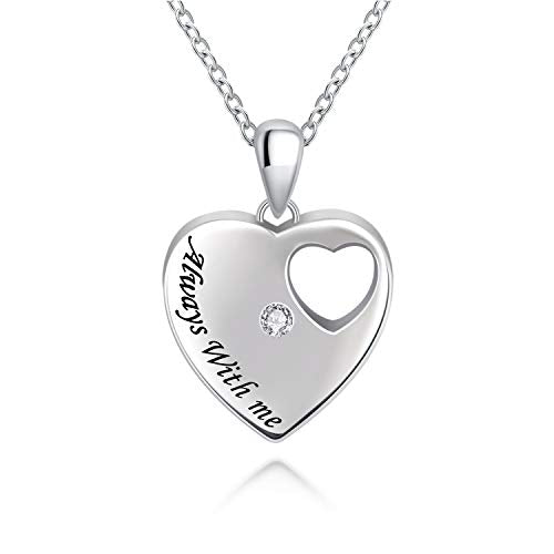 BEILIN 925 Sterling Silver Urn Necklace for Ashes for Women Keepsake Memorial Heart Cremation Jewelry for Ashes - style: Elegant