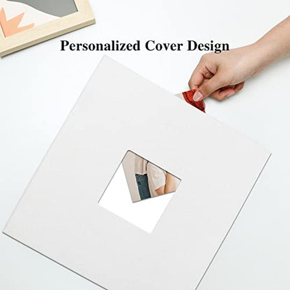 Vienrose Large Photo Album Self Adhesive for 4x6 8x10 Pictures Linen Scrapbook Album DIY 40 Blank Pages with A Metallic Pen - color: White, size: 11"x10.6" 40Pages