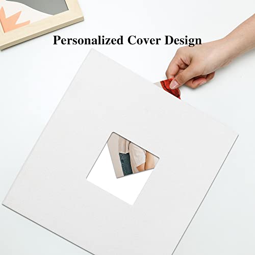 Vienrose Large Photo Album Self Adhesive for 4x6 8x10 Pictures Linen Scrapbook Album DIY 40 Blank Pages with A Metallic Pen | Linen Cover, Scrapbook, Fits 4X6 8X10 Pictures, Metallic Pen Included, Diy - color: White, size: 11"x10.6" 40Pages