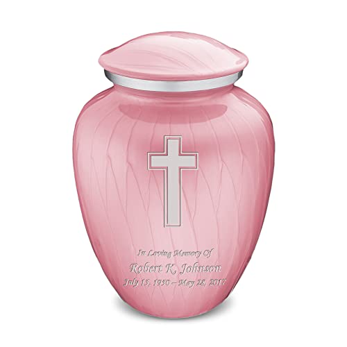 Geturns - Adult Personalized Simple Cross Cremation Urns for Human Ashes I Large Pearl Light Pink Funeral Urn for Men and Women I 200 lbs - color: Pearl Pink