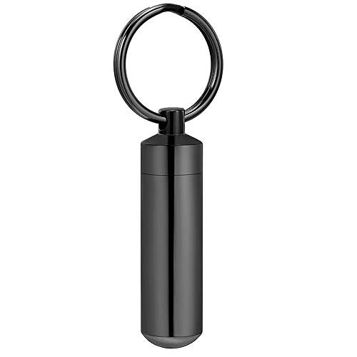 Imrsanl Cremation Jewelry for Ashes Pendant Urn Necklace Cylinder with Glass Vial Keepsake Ashes Memorial Jewelry - color: Black Urn Keychain