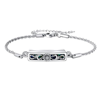 ONEFINITY Urn Bracelet for Ashes 925 Sterling Silver Abalone Shell Hummingbird/Dragonfly/Butterfly/Sunflower Cremation Jewelry for Ashes Keepsake Pendant Locket Bracelet for Women Mom - style: A-Sunflower