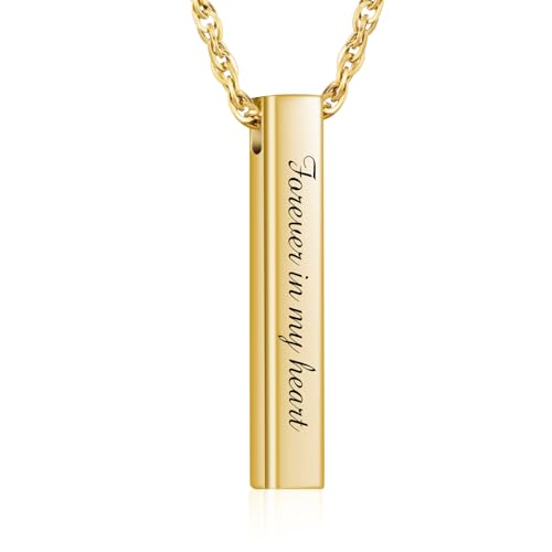 abooxiu Urn Necklace for Human Ashes Cremation Jewelry for Ashes Stainless Steel Keepsake Ashes Necklace Memorial Urn Jewelry Pendant for Women Men - Forever in my heart - style: Gold
