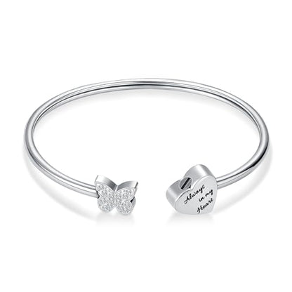 Oinsi CREMATION JEWELRY Stainless Steel Ashes Keepsake Cuff Bangle Opening Bracelet for Women and Men - Double Urn to Hold Ashes - color: B-Always in My Heart