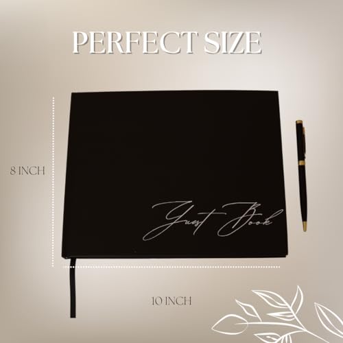 Wedding Guest Book with Pen | Elegant Black Linen Guest Book for Wedding Reception, Celebration of Life, Memorial Service, Funeral, Baby Shower | 100 Blank Pages | Designed to preserve a lifetime of memories