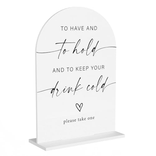 Wedding Can Cooler Sign Keep Drink Cold Wedding Favor Sign for wedding Engagement Bridal Shower Party Acrylic sign for Table Desk - color: keep drink cold