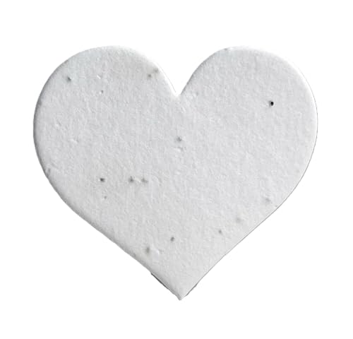 Of The Earth Handmade Paper - Wildflower Seed Paper Large Hearts - Recycled Flower Petals - Set of 24 (10s White Seed) - color: 10s White Seed