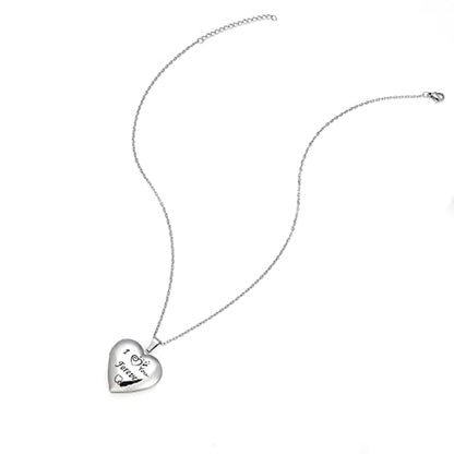 I You Forever“ Love Heart Shaped Locket Necklace That Can Holds Pictures Inside Stainless Steel Locket Necklace - color: Silver