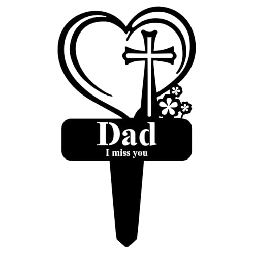 Memorial Grave Stake Dad - 12.5"x7.2" Metal Sympathy Plaque for Cemetery Decorations for Grave Markers Graveside Stakes Decor Sign for Graves Memorial Gift for Loss of Dad - color: Dad-2
