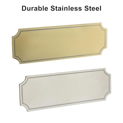 3"W x 1"H Blank Memorial Plaque, Includes 1 Gold & 1 Silver | Laser Engraved Elegant Stainless Steel Plaque with Adhesive Backing or Screw Mounting - size: 1 x3 inch