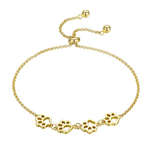 Silver Adjustable Bracelets 925 Sterling Silver Link Bracelets for Women Anniversary Birthday Christmas Jewelry for Women - color: Gold Cat