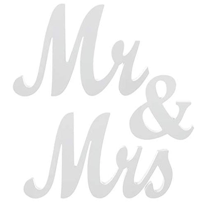 Mr & Mrs Signs Rustic Wooden Freestanding Letters for Photo Props, Anniversary & Wedding Shower Gift (White) - color: White