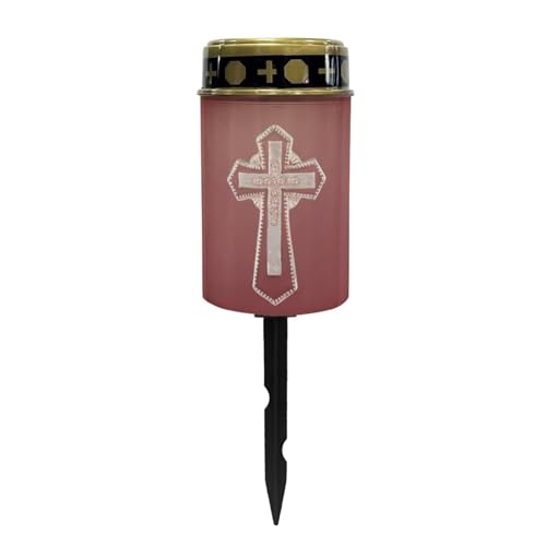 Cross Red Solar Garden Lights - Outdoor Waterproof Cemetery Decorations, Multipurpose Solar Lights for Grave and Memorial Use - color: Cross Red