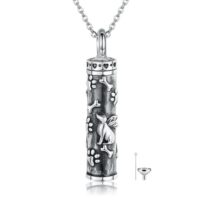 Urn Necklace for Ashes 925 Sterling Silver Cat/Fox/Dog/Opal/Guitar Pet Cremation Memorial Keepsake Jewelry for Ashes for Women - style: dog