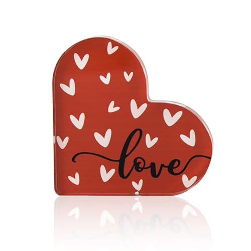 Smile Valentines Day Heart-Shaped Acrylic Sign, Red and White Hearts and Love, Gift Box for Girlfriend Boyfriend Husband Wife Desk Sign Decor Home Office - style: White Heart