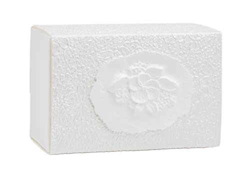 The Favorite Place® Burial Biodegradable Urn Box for Human Ashes by EARTH MEMORIALS Water Burial Urn (Flowers on White Metallic Embossed Paper, Large, 300 Cubic Inches 10”L x 6.5”W x 4 3/4”H) - color: Flowers on White Metallic Embossed Paper, size: Large,