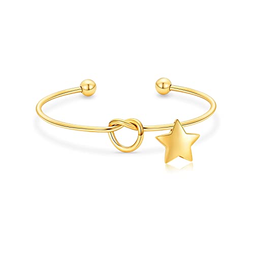 Cremation Jewelry Urn Bracelet for Ashes, Adjustable Heart Urn Cuff Bracelet Stainless Steel Memorial Ashes Keepsake Urn Bangle for Women - color: Gold-Star