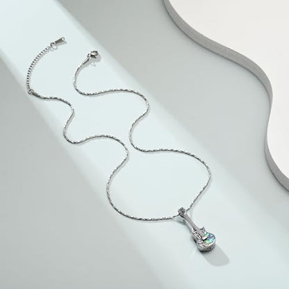 Imrsanl Guitar Urn Necklace Cremation Jewelry for Ashes | Ashes Holder Pendant, Funeral Keepsake, Memorial Gifts of Loss Loved Ones, For Women Men Guitarist - color: Silver