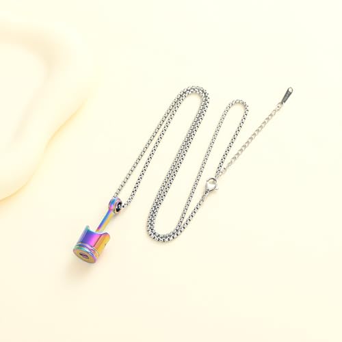 Car Parts Stainless Steel Piston Cremation Urn Necklace For Men Keepsake Memorial Jewelry Hold Ashes - color: Customize