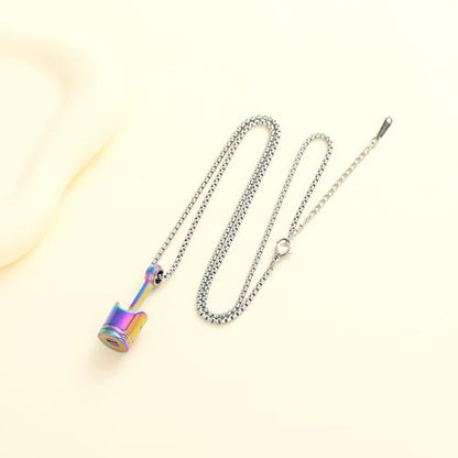 Car Parts Stainless Steel Piston Cremation Urn Necklace For Men Keepsake Memorial Jewelry Hold Ashes - color: Customize
