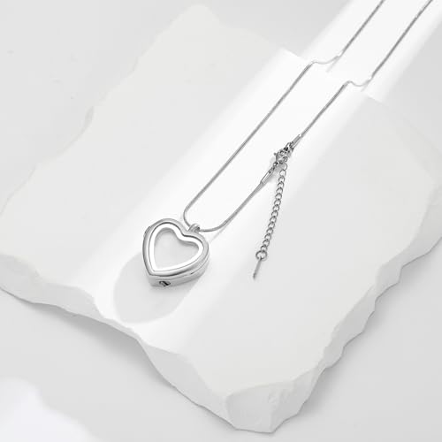 zeqingjw Glass Cremation Jewelry - Round Heart Memorial Urn Necklace for Ashes of Loved One - Stainless Steel Human Pet Dog Cat Keepsake Urn Pendant - color: Heart-Customize-A