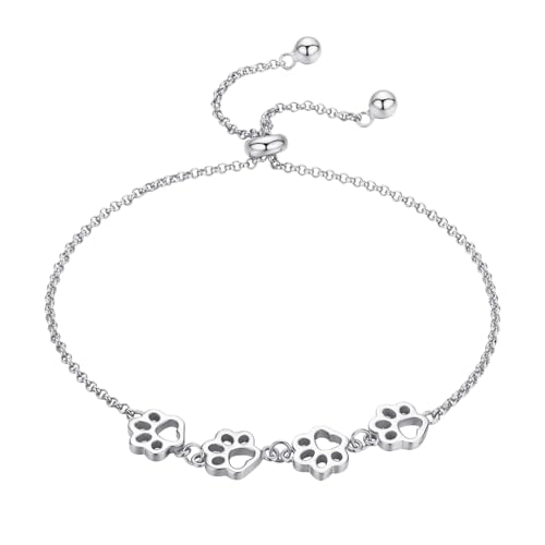 Silver Adjustable Bracelets 925 Sterling Silver Link Bracelets for Women Anniversary Birthday Christmas Jewelry for Women - color: Silver Cat