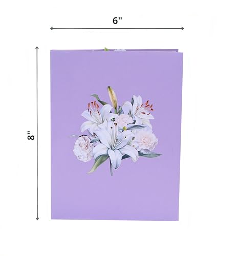 Lilies Pop Up Sympathy Cards with Envelopes, 6x8in Sorry for Your Loss Card, Pop Up Sympathy for Loss of Loved one, Mother, Father, Husband Religious (White Lily Sympathy) - color: White Lily Sympathy
