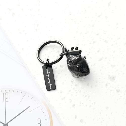 XSMZB Heart Cremation Jewelry Ashes Pendant for Human Pet Funeral Urn Necklace for Ashes Women Men Memorial Urn Jewelry - color: Black Keychain
