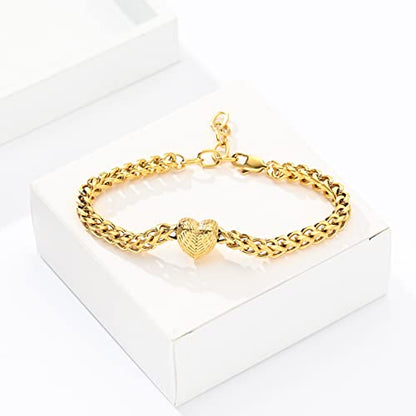 Heart Urn Link Bracelet for Ashes for Women Stainless Steel Cremation Jewelry Adjustable Keepsake Bangle Memorial Gift - color: C