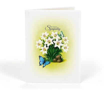 CUTPOPUP Sympathy Card, with Deespest Sympathy Pop Up Greeting Card Loss of Pet, Mom, Mother, Father, Dad, Child, Grandma, Blank Note Cards with Envelope (Butterflies Lily) SD256US - color: Sympathy Lily Butterflies-6x8in