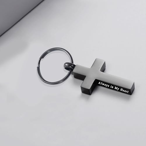 Cross Urn Keychain for Ashes - Cremation Pendant for Men Women - Memorial Jewelry Holder for Human Ashes