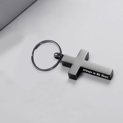 Cross Urn Keychain for Ashes - Cremation Pendant for Men Women - Memorial Jewelry Holder for Human Ashes