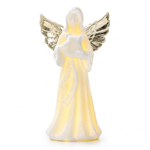 ADAVAS.Y&G Angel Night Light – Ceramic Guardian Angel Figurine with Warm Glow, Christian Decor, Sympathy & Comfort Gift-7inch - color: Gold
