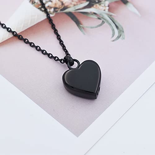 Pet Urn Necklace Heart Memorial Urn Pendant Dog Cat Keepsake Funeral Jewelry 316L Stainess Steel Paw Print Cremation Jewelry - color: Black One Paw