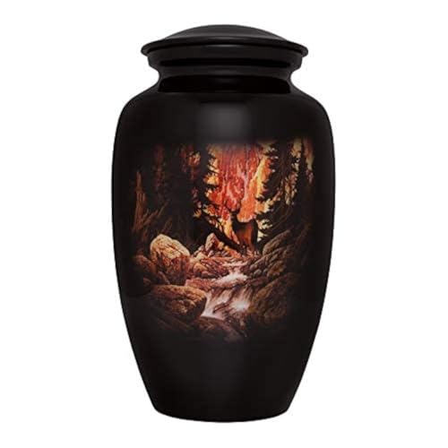 Deer Woods Funeral Cremation Urn - Cremation Urn for Human Ashes - Hand Made in Aluminum - Suitable for Cemetery Burial or Niche - Large Size fits Remains of Adults up to 200 lbs - color: Deer Woods