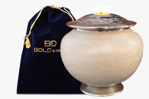 BOLD & DIVINE Cremation Urns for Human Ashes Adult - Large White Candle Urn - Decorative Urn for Ashes Display at Home Beautiful - color: White