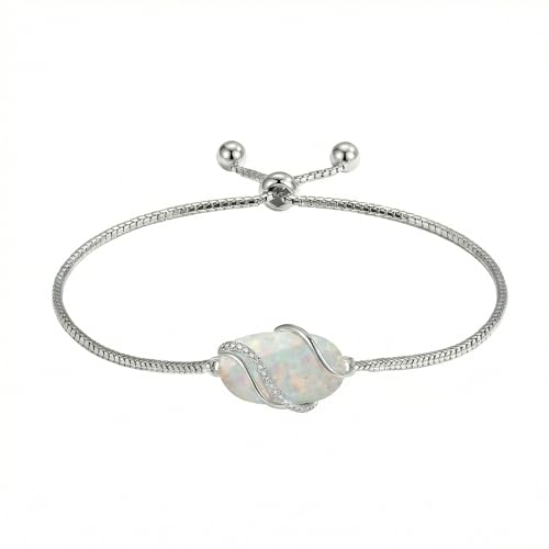 Hummingbird/Bee/Black Cat/Butterfly/Dragonfly Bracelet 925 Sterling Silver Opal Bracelet Opal Jewelry Gifts for Women Mom Wife - style: Opal