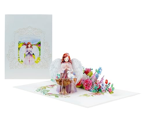 Guardian Angel Sympathy Cards with Envelopes, 3D Get Well Pop Up Cards for Women, Funeral Bereavement Memorial Christmas With Angel (6x8in Pray Angel) - color: Easter Angel