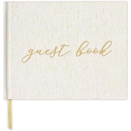 bloom daily planners Wedding Guest Book - Elegant Hardcover Polaroid Guestbook for Receptions, Baby Showers, & Special Events - (7" x 9") 120 Blank Lined Pages for Sign-in and Photos - Linen - color: Linen