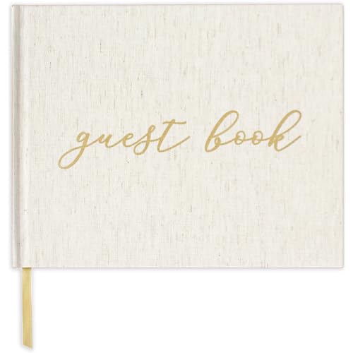 bloom daily planners Wedding Guest Book - Elegant Hardcover Polaroid Guestbook for Receptions, Baby Showers, & Special Events - (7" x 9") 120 Blank Lined Pages for Sign-in and Photos - Linen - color: Linen