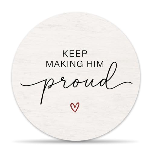 Sympathy Gifts for Loss of Father Husband, Memorial Wooden Plaque for Home Office Desk Wall Decor, 8 Inch Grief Gifts for Men Women Friends -C06 - color: Grey Proud