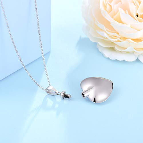 BEILIN Heart Cremation Jewelry Forever in My Heart Urn Necklace for Ashes | 925 Sterling Silver, Love Heart Urn Locket, Cremation Jewelry for Ashes, Memorial Keepsake, Cubic Zirconia, Hypoallergenic