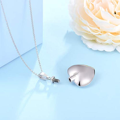 BEILIN Heart Cremation Jewelry Forever in My Heart Urn Necklace for Ashes | 925 Sterling Silver, Love Heart Urn Locket, Cremation Jewelry for Ashes, Memorial Keepsake, Cubic Zirconia, Hypoallergenic