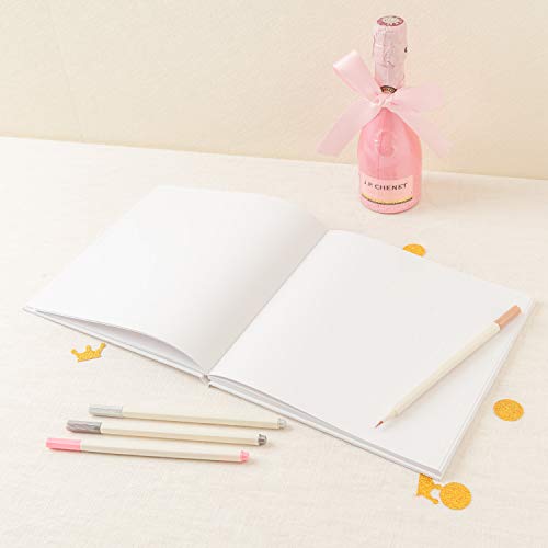 Calculs Bridal Shower Guest Book from Miss to Mrs Picture Book Polaroid Blank Pages for Instant Film Rose Gold Bachelorette Party Sign in Book 8.5” Square White Cover Rose Gold Foil Stamping - style: Art Deco