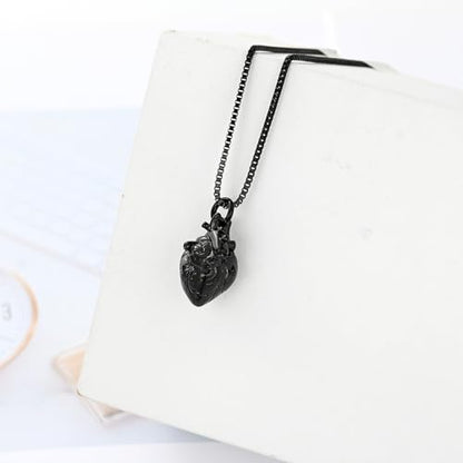 XSMZB Heart Cremation Jewelry Ashes Pendant for Human Pet Funeral Urn Necklace for Ashes Women Men Memorial Urn Jewelry - color: Black